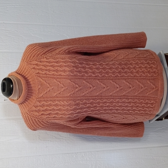 Tarazzia burnt orange sweater Medium fisherman style knit crochet - Picture 3 of 8